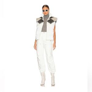 EAVES Margot Puffer Vest Full Zip Ivory & Slate Gray (NWT) Revolve Women's XS